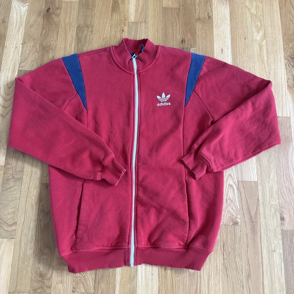 ADIDAS Fleece Track jacket Zip Up Sweatshirt Red Blue B20219 Mens M